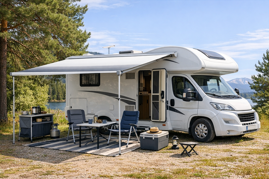 Caravanluifel schoonmaken met zachte borstel